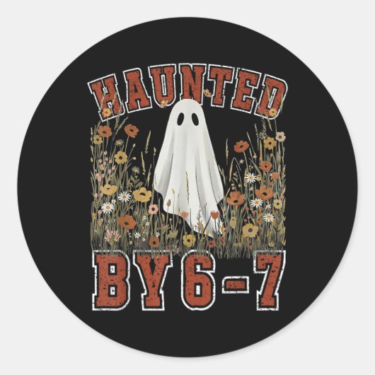 Haunted Six Seven 6 7 Meme 67 Skeleton Hand Hallow ラウンドシール (正面)