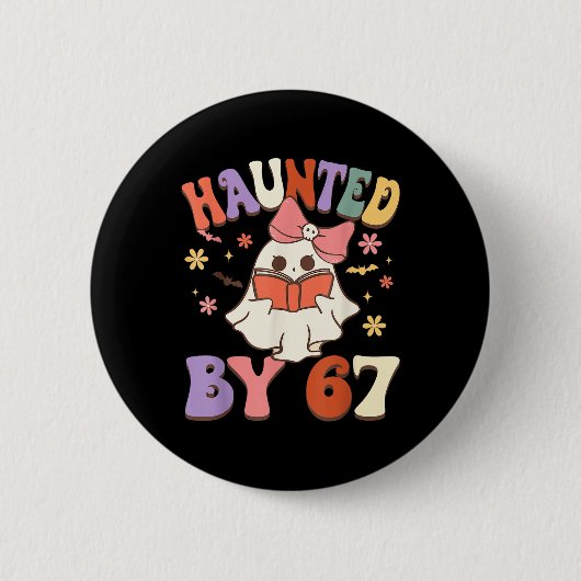 Haunted Six Seven 6 7 Meme 67 Skeleton Hand Hallow 缶バッジ (正面)