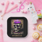 haunted skull gothic halloween night ペーパープレート (パーティー)