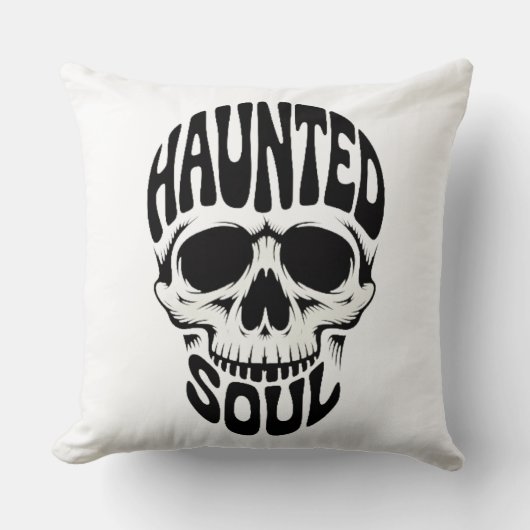 Haunted Soul Skull Typography クッション (正面)