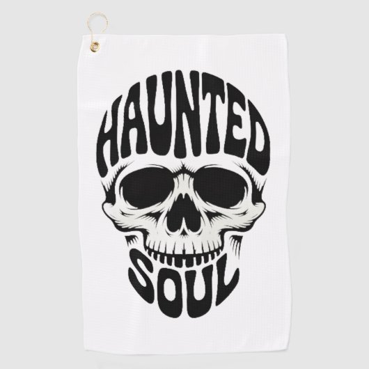 Haunted Soul Skull Typography ゴルフタオル (正面)