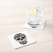 Haunted Soul Skull Typography スクエアペーパーコースター (インサイチュ)