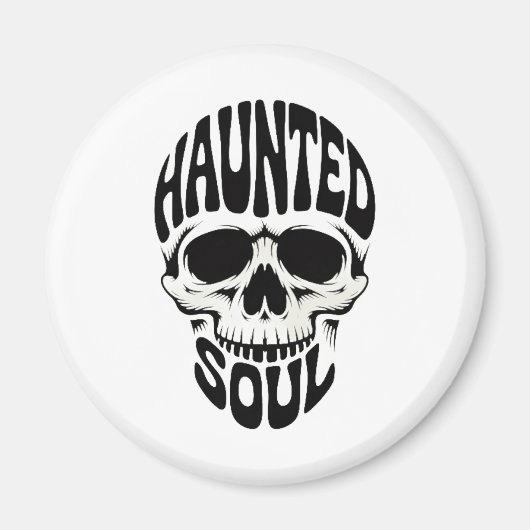 Haunted Soul Skull Typography マグネット (正面)