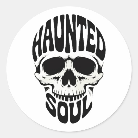 Haunted Soul Skull Typography ラウンドシール (正面)