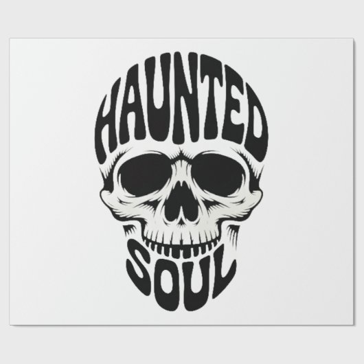 Haunted Soul Skull Typography ラッピングペーパー (フラット)