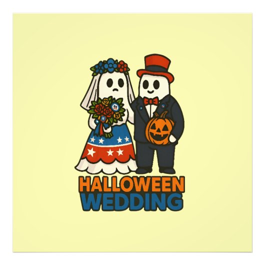 Haunted Union: A Ghostly Red & Blue Wedding フォトプリント (正面)