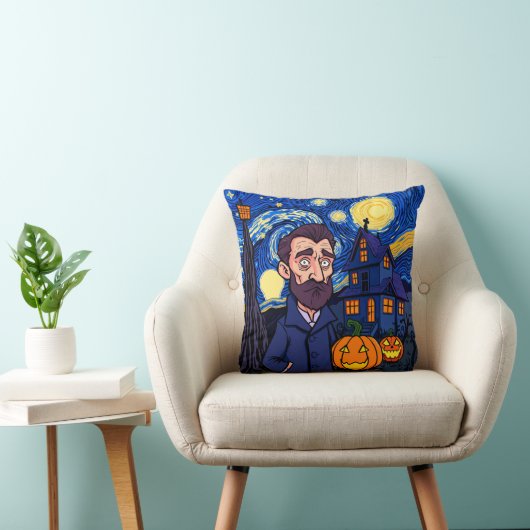 Haunted Van Gogh Scene – Gothic Starry Halloween N クッション (椅子)