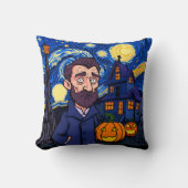 Haunted Van Gogh Scene – Gothic Starry Halloween N クッション (正面)