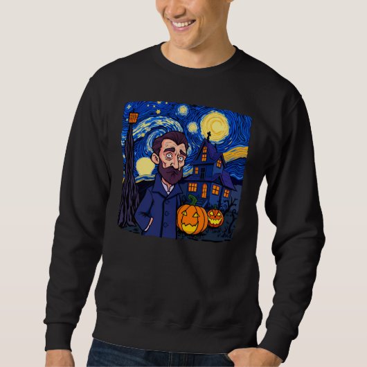 Haunted Van Gogh Scene – Gothic Starry Halloween N スウェットシャツ (正面)