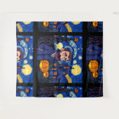 Haunted Van Gogh Scene – Gothic Starry Halloween N タペストリー (正面(横))
