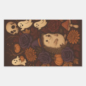 haunted woods hedgehog halloween 長方形シール (正面)