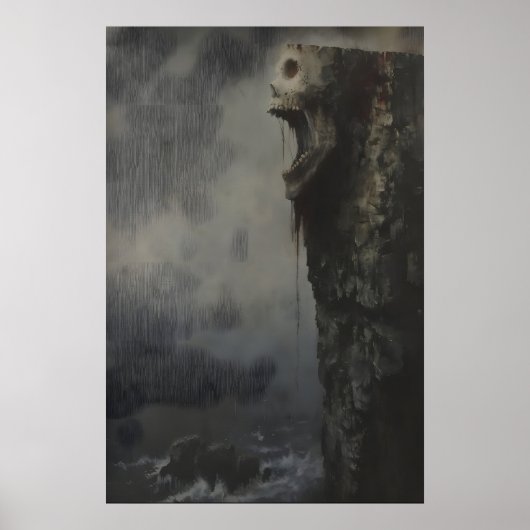 Haunting Cliff Skull Art Printable, Gothic ポスター (正面)