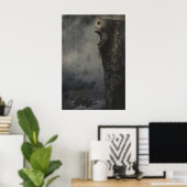 Haunting Cliff Skull Art Printable, Gothic ポスター (ホームオフィス)