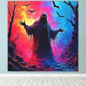 Haunting Demon Cloaked In Shadows Design キャンバスプリント (インサイチュ (ウッドフロア))