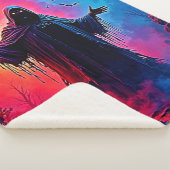 Haunting Demon Cloaked In Shadows Design シェルパブランケット (3/4)