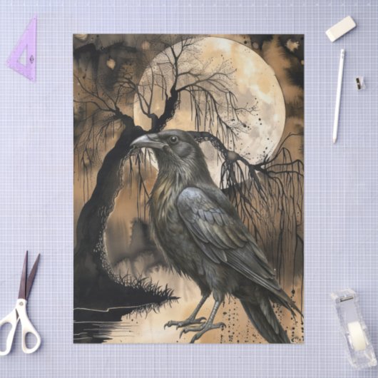 Haunting Fantasy Gothic Raven Art Collage  薄葉紙 (クラフト)