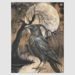 Haunting Fantasy Gothic Raven Art Collage  薄葉紙