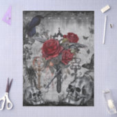 Haunting Fantasy Gothic Raven Roses Skulls 薄葉紙 (クラフト)