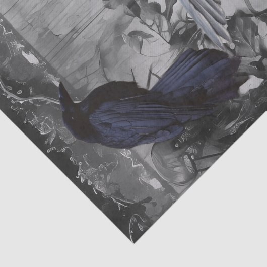 Haunting Fantasy Gothic Raven Roses Skulls 薄葉紙 (詳細)
