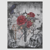 Haunting Fantasy Gothic Raven Roses Skulls 薄葉紙 (正面)