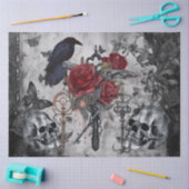 Haunting Fantasy Gothic Raven Roses Skulls 薄葉紙 (クラフト)
