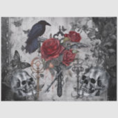 Haunting Fantasy Gothic Raven Roses Skulls 薄葉紙 (正面)