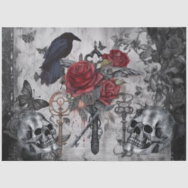 Haunting Fantasy Gothic Raven Roses Skulls 薄葉紙