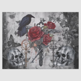 Haunting Fantasy Gothic Raven Roses Skulls 薄葉紙