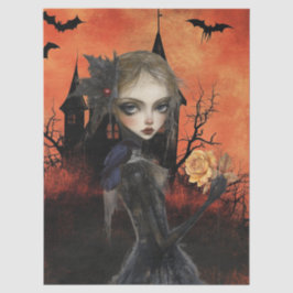 Haunting Fantasy Gothic Raven & Victorian Girl  薄葉紙