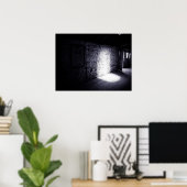 Haunting Light on Old Stone Barn Wall ポスター (ホームオフィス)