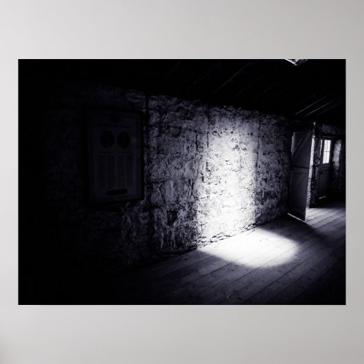 Haunting Light on Old Stone Barn Wall ポスター (正面)