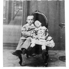 Haunting Vintage Sibling Portrait  シャワーカーテン