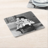 Haunting Vintage Sibling Portrait スクエアペーパーコースター (アングル)