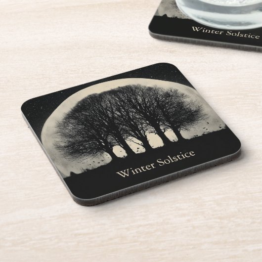 Hauntingly Beautiful Silhouette of Bare Trees コースター (左側)