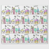 HAUSEWARMINGのギフトのためのタウンハウスの包装紙 ラッピングペーパー (フラット)