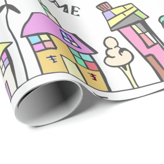 HAUSEWARMINGのギフトのためのタウンハウスの包装紙 ラッピングペーパー (ロールコーナー)