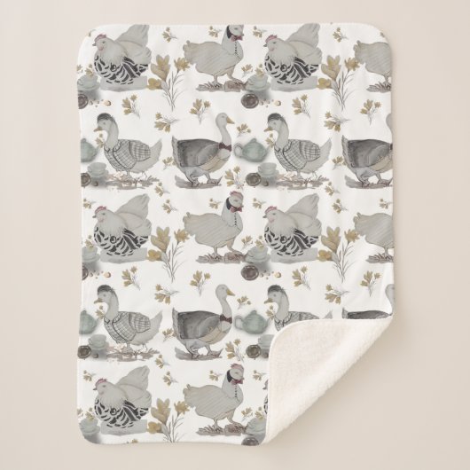 Haute Couture Chicken print Baby Blanket シェルパブランケット (正面)