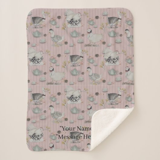 Haute Couture Chicken print Sherpa Blanket シェルパブランケット (正面)