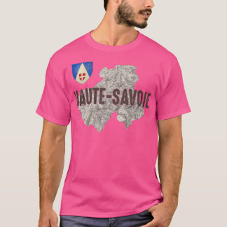 Haute Savoie 74 Department Ancient Map Alps Skiing Tシャツ