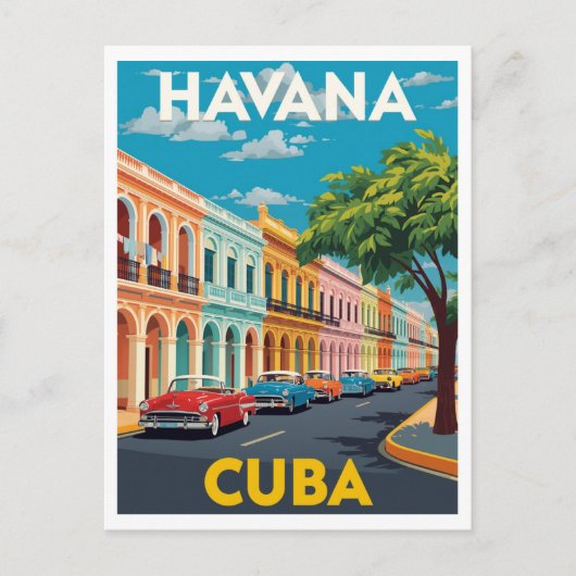 Havana Cuba Colorful Street Classic Car ポストカード (正面)