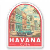 Havana Cuba Travel Art Emblem シール (正面)