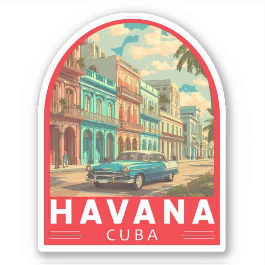 Havana Cuba Travel Art Emblem シール (正面)