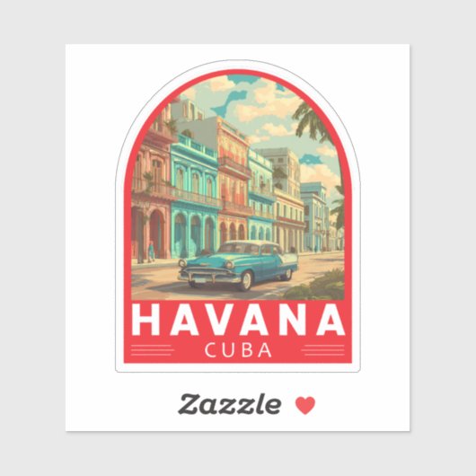 Havana Cuba Travel Art Emblem シール (シート)