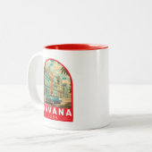 Havana Cuba Travel Art Emblem ツートーンマグカップ (正面左)