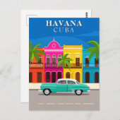 Havana Cuba Vintage Travel Car ポストカード (正面/裏面)