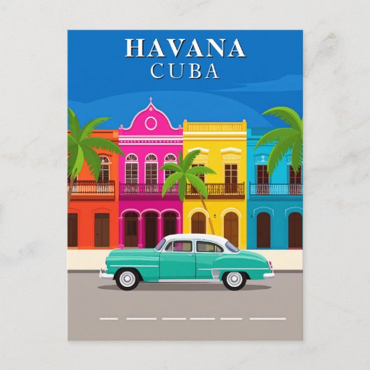 Havana Cuba Vintage Travel Car ポストカード (正面)