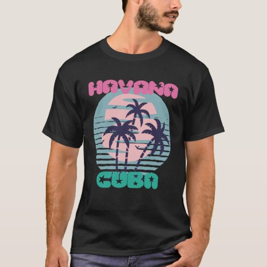 Havana Palm trees Cuba Vacation Ocean Surfing Cari Tシャツ (正面)