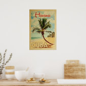 Havana Poster Cuba Palm Tree Vintage Travel ポスター (キッチン)