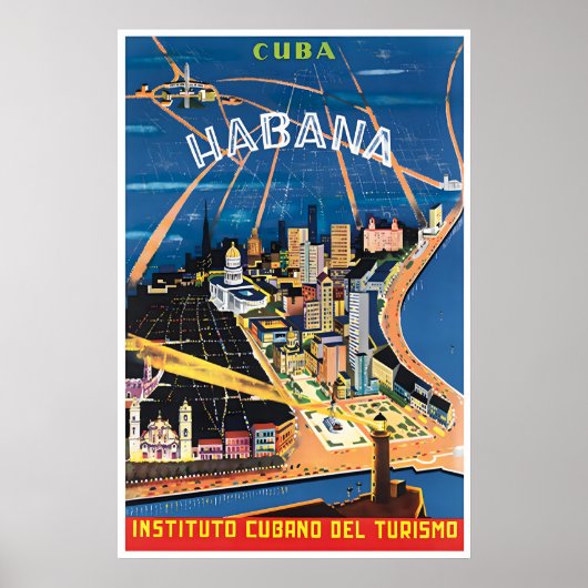 Havana Travel Poster Cuban Art Cuba Print ポスター (正面)