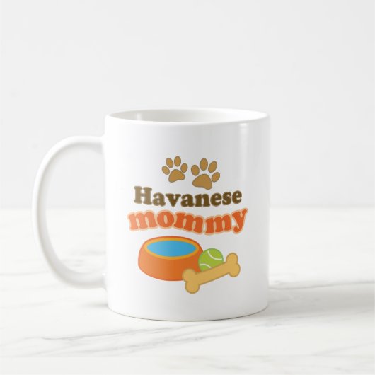 Havaneseのお母さん犬の品種ギフト コーヒーマグカップ (左)